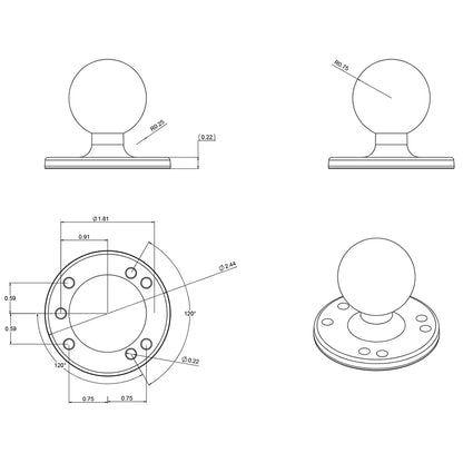 RAM Mount 2-1/2" Diameter Base w/1.5" Ball [RAM-202U]