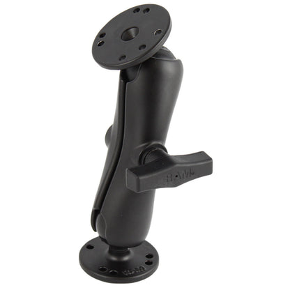 RAM Mount 1.5" Ball Double Socket Arm w/2 2.5" Round Bases - AMPs Pattern [RAM-101U]