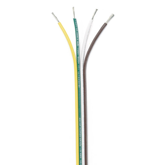 Ancor Ribbon Bonded Cable - 16/4 AWG - Brown/Green/White/Yellow - Flat - 100' [154510]