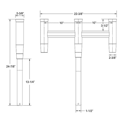 TACO Deluxe Trident Rod Holder Cluster Straight [F31-0780BXY-1]