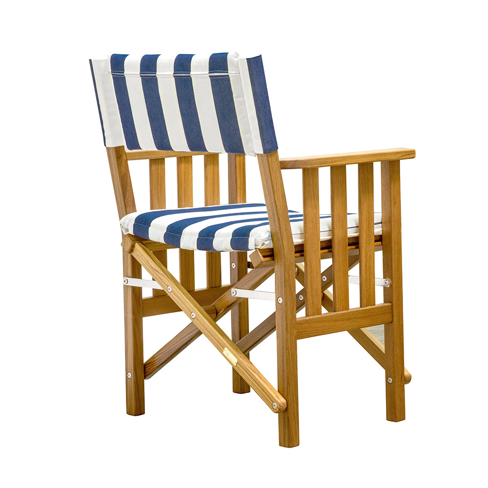 Whitecap Directors Chair II w/Navy  White Cushion - Teak [61050]