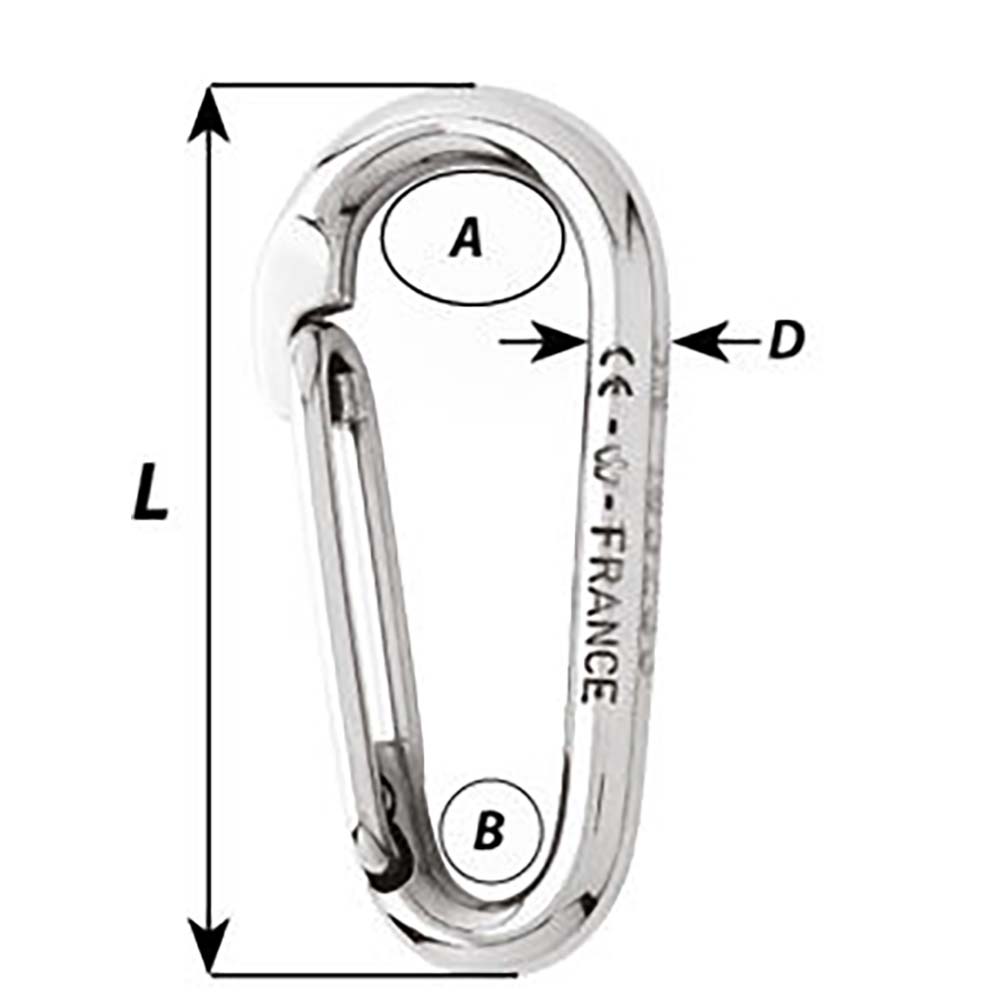 Wichard Symmetric Carbine Hook Without Eye - Length 80mm - 5/16" [02335]