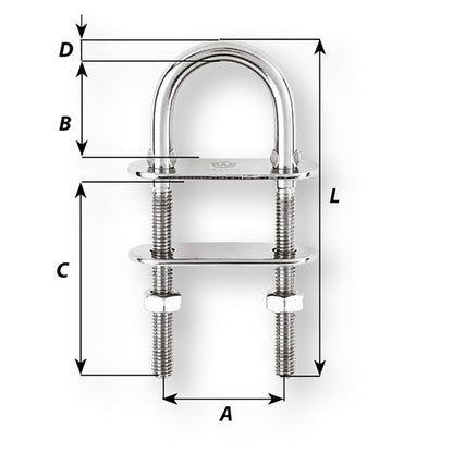 Wichard U-Bolt Pad Eye - 8mm Diameter - 5/16" - 80mm Length - 3-5/32" [06514]