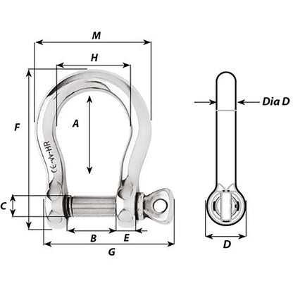 Wichard HR Bow Shackle - 8mm Pin Diameter [11244]