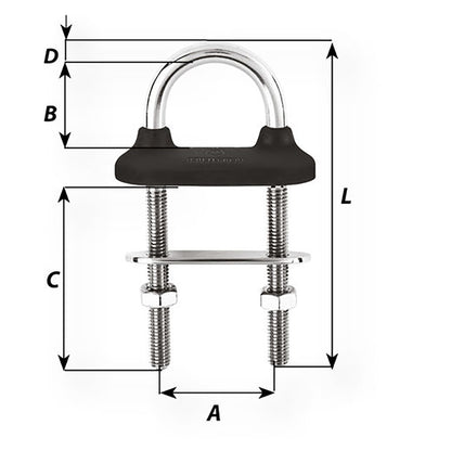 Wichard Black Watertight U-Bolt - 8mm Diameter - 5/16" - 100mm Length - 3-5/16" [65441]