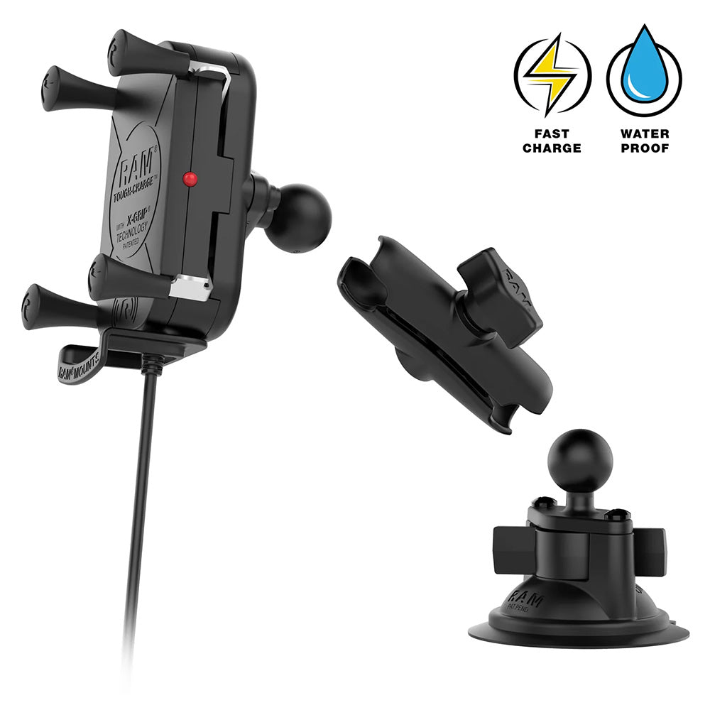 RAM Mount RAM Tough-Charge 15W Wireless Charging Suction Cup Mount [RAM-B-166-UN12W-1]